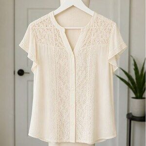 Cream Tie Neck Blouse